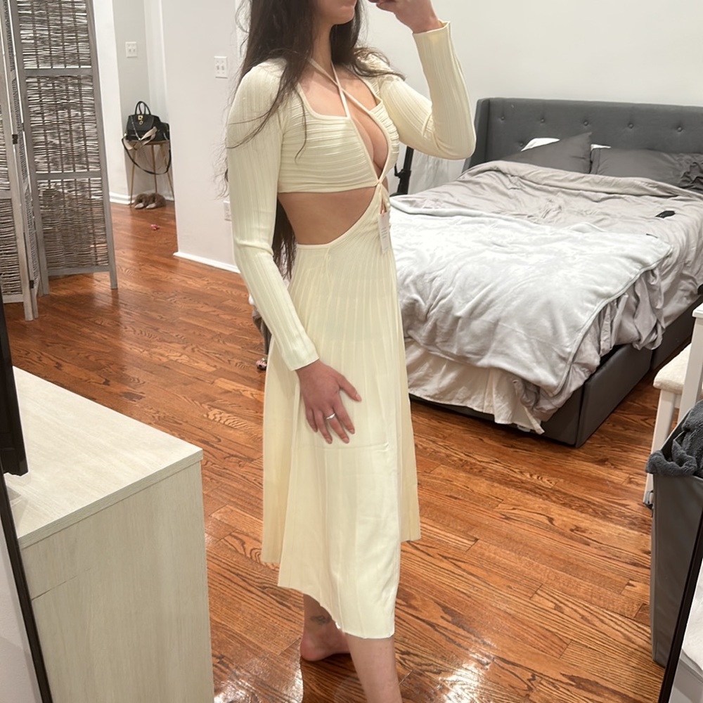 NWT Cult Gaia Fergie Knit Dress Off White XS - Picture 6 of 10